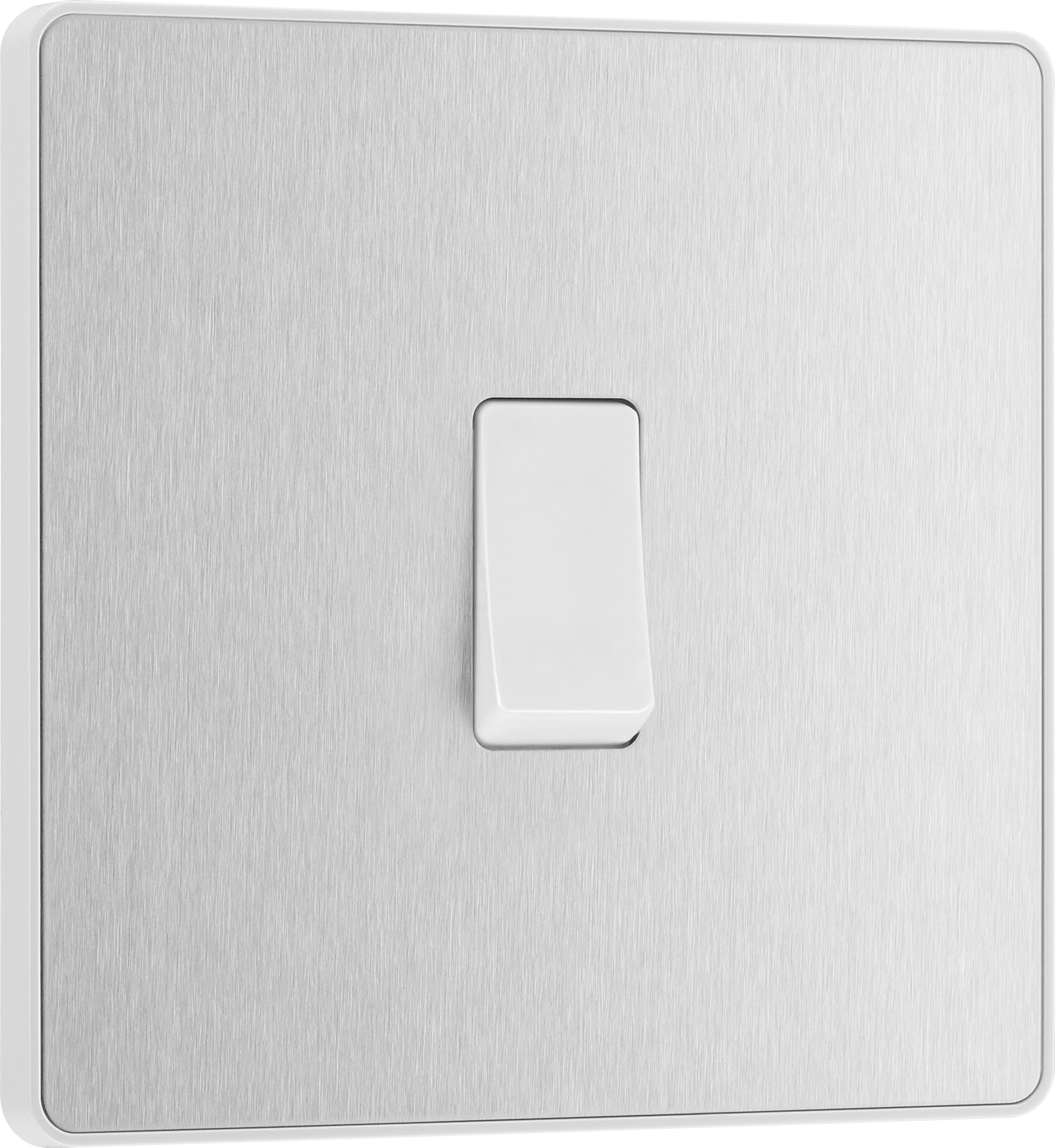 BG Electrical Single Intermediate Wall Light Switch, Screwless Front Plate, Round Edges, Evolve, Brushed Steel, 20A, 16AX, PCDBS13W — image 1