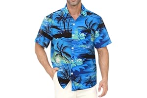 GAVLIUU Hawaiian Shirt for Men with Pocket - Button Down Wrinkle-Resistant for Beach, Pool Parties (S-4XL)