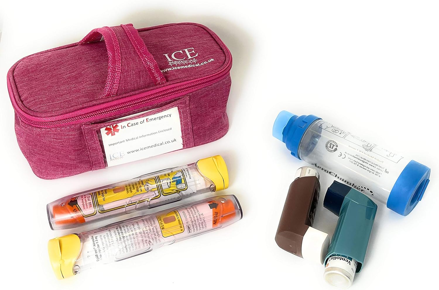 ICE Medical Pink Midi Epipen Syringe Asthma Medication Case/Bag - Allergies, Diabetes, Inhalers, Syringes, Insulin etc - Image 4