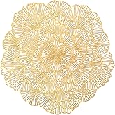 Gold Placemats Set of 12 Round Tablemats Flower Pressed Vinyl Place Mats Table Setting Kitchen Table Mats for Dining Table Ho