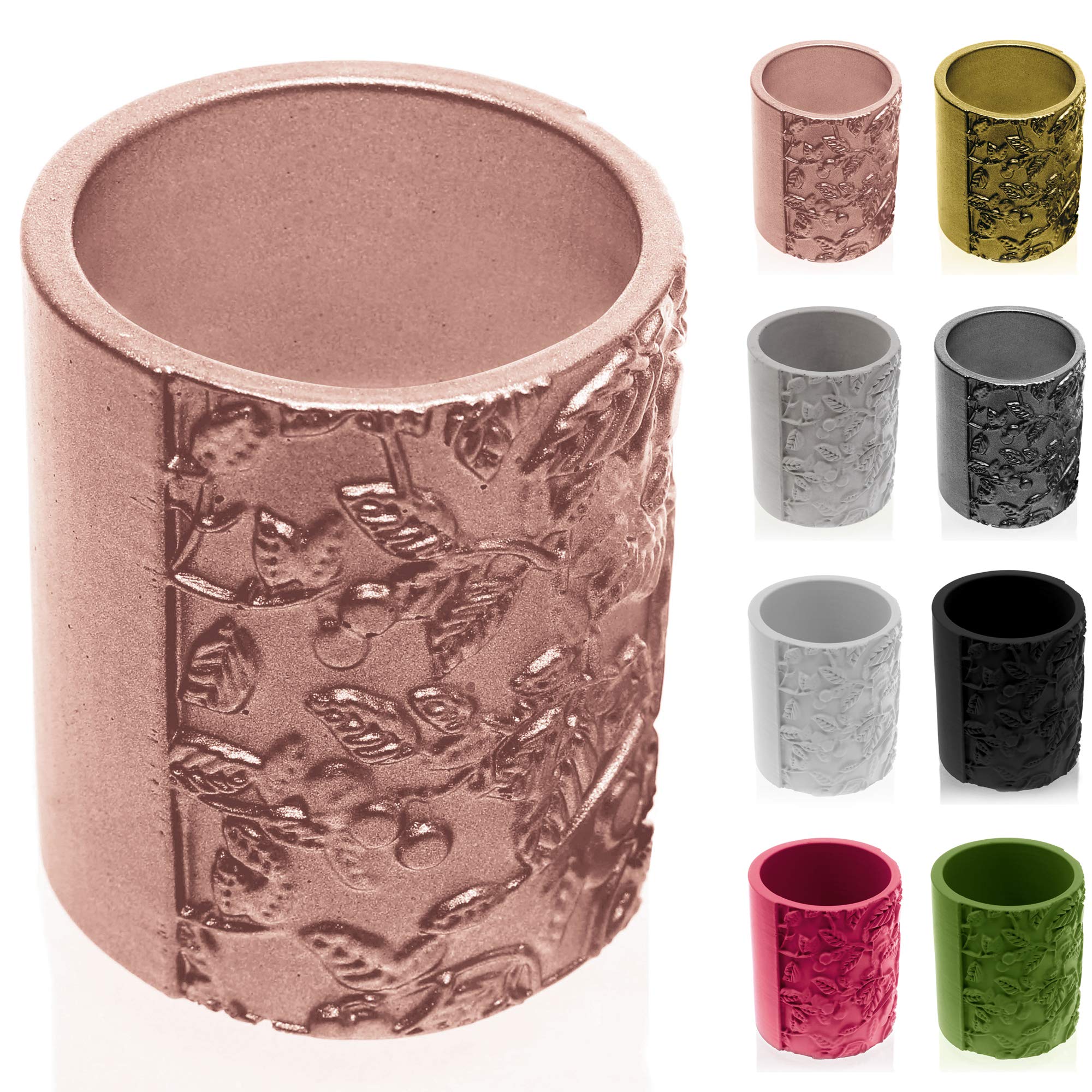 CONCRETTE Flower Pot Cement Planter Concrete Tranquility Diameter 7.5 cm 17 Colours, Rose Gold, 11x9x9 cm