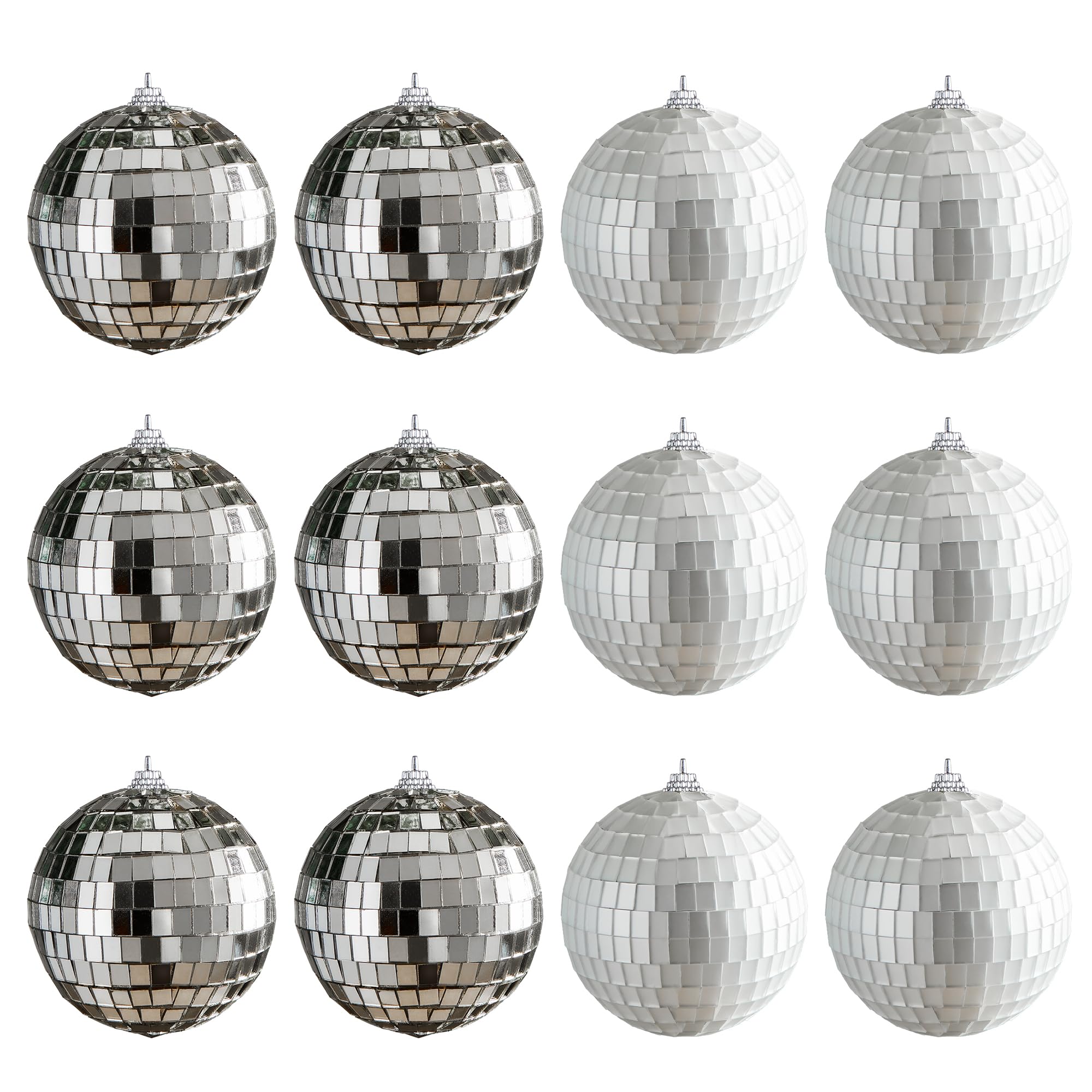 Photo 1 of 12 PCS Disco Balls Decor, Silver Disco Ball Party Decorations, Hanging Christmas Decoration Matte and Mirror Balls, 3.15in Glass Hanging Disco Ball for Home Holiday KTV Wedding Stage Xmas Tree