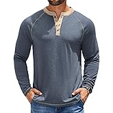 COOFANDY Mens Henley Shirts Long Sleeve Casual Button V Neck T-Shirt Lightweight Fashion Pullover Shirts