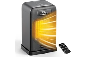 FLANUR Space Heaters for Indoor Use, 1500W Small Desk Heater with Remote, Thermostat, 4 Modes, 12H Timer, LED Display, Safety Protection, 70° Oscillating Heater for Office Bedroom Home (Black, 1Pack)
