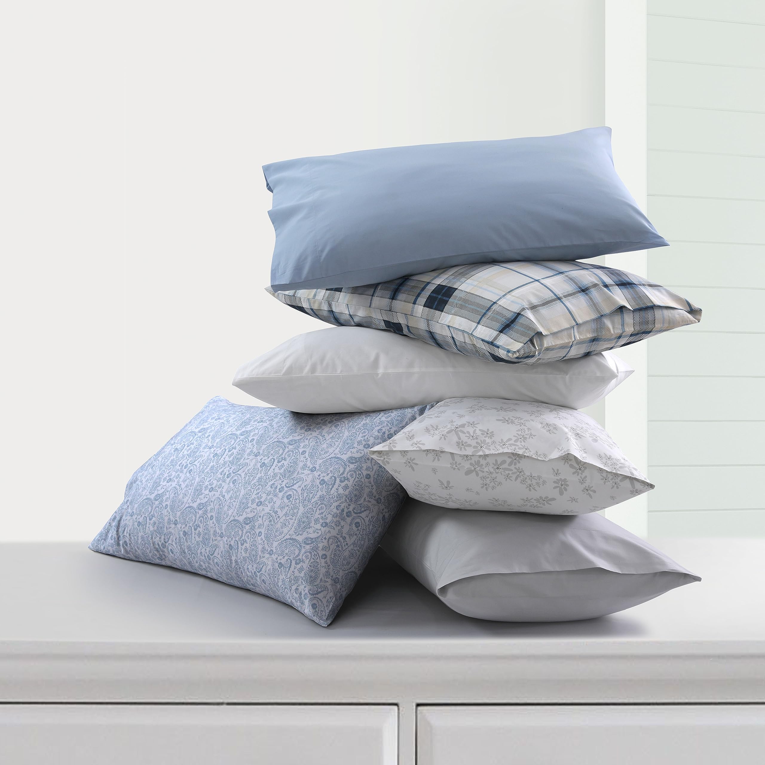 Tribeca Living Cotton Percale Twin Size Bed Sheet Set, 300 Thread Count, Extra Deep Pockets, Printed Emma Floral Grey