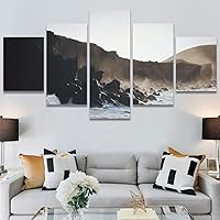 SIGNWIN 5 Panel Canvas Wall Art Aerial Beach Beach Coastal Cool Minimalism Multicolor Photography Relax/Calm for Home Decorations Ready to Hang - 60