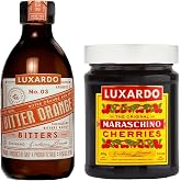 Luxardo Maraschino Cherry 400g & Bitter Orange Aromatic Bitters 200mL Variety Pack | Premium Cocktail Bitters Set for Classic