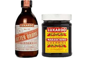 Luxardo Maraschino Cherry 400g & Bitter Orange Aromatic Bitters 200mL Variety Pack | Premium Cocktail Bitters Set for Classics & Craft Drinks
