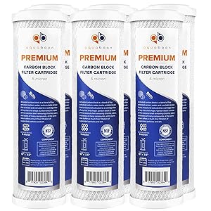 Aquaboon Premium Whole House Replacement Water Filter Cartridge | Coconut Shell Activated Carbon Block CTO | Universal 5 Micron 10 x 2.5 inch Cartridge | Compatible with Whirlpool WHA2BF5, 6 Pack