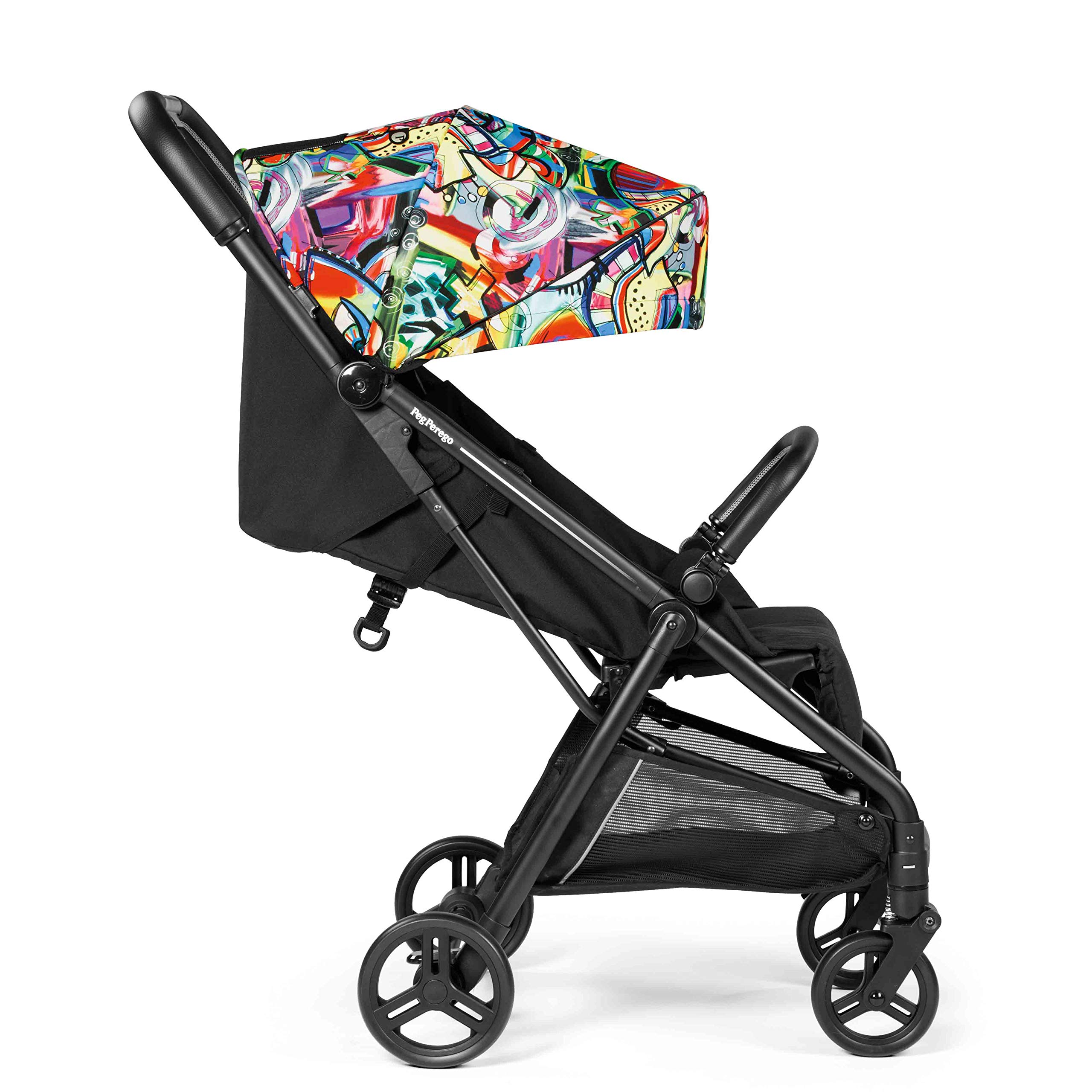 Peg Perego Selfie – Self-Folding, Light Weight, Compact Stroller – Compatible with All Primo Viaggio 4-35 Infant Car Seats - Made in Italy - Street Art (Black & Color)