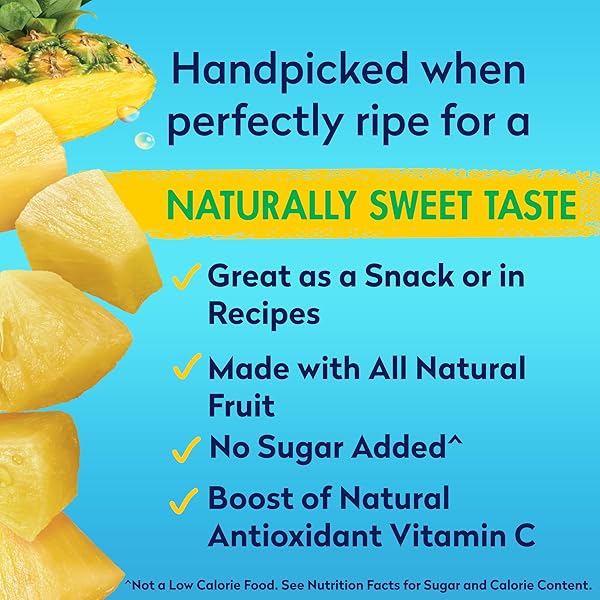 DOLE CANNED FRUIT, PINEAPPLE CHUNKS IN 100% PINEAPPLE JUICE, GLUTEN FREE, PANTRY STAPLES, 8 OZ, PACKAGING MAY VARY
