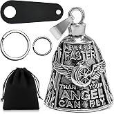 HAILIWEI Motorcycle Bell Guardian Angel Gremlin Motorcycle Bells for Bikers | Motorcycle Bell Hanger for Luck, 2 Key Chain Ring Accessories, Velvet Gift Bag