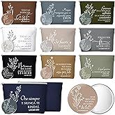 Reginary 10 Set Christian Gifts for Women Bulk Include 10 Religious Canvas Makeup Bags 10 Bible Verse Compact Mirrors Easter Inspirational Church Gifts Sister Mom(Neutral Colors,Spanish Style)
