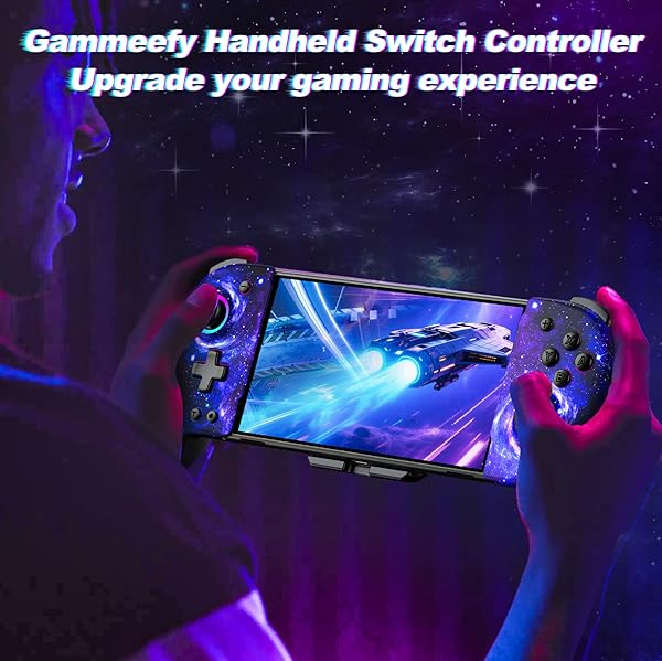 GAMMEEFY SWITCH CONTROLLERS, HALL EFFECT JOYSTICK SWITCH JOYPAD FORSWITCH/OLED, FULL-SIZE GRIP WIRELESS SWITCH PRO CONTROLLER WITH 9 COLOR LIGHTS. IDEAL FOR THOSE WHO PREFER HANDHELD MODE