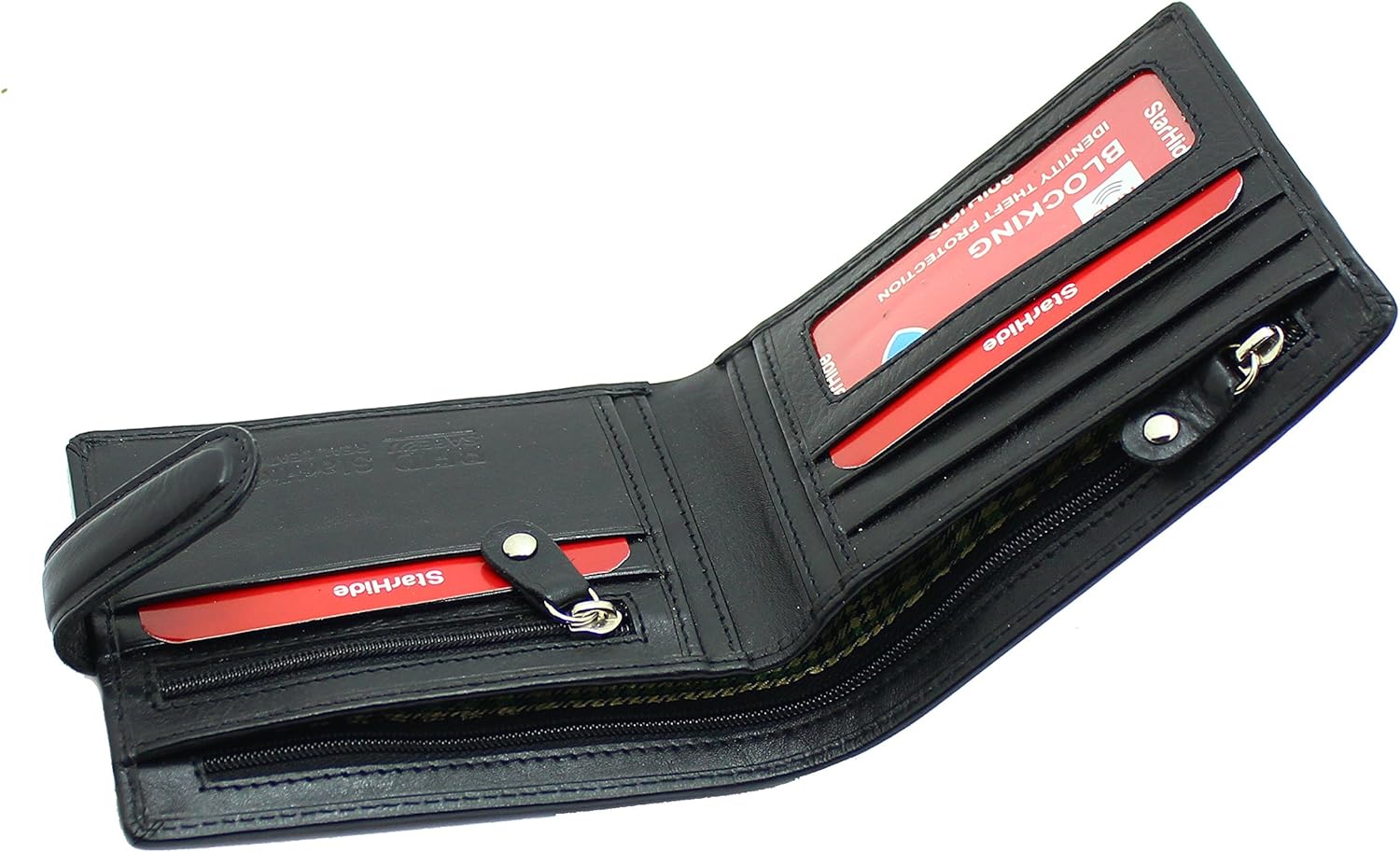 STARHIDE Mens RFID Blocking Slim Wallet Genuine VT Leather Billfold Wallet with Zip Coin Pocket and Gift Box 840 (Black) - Image 4