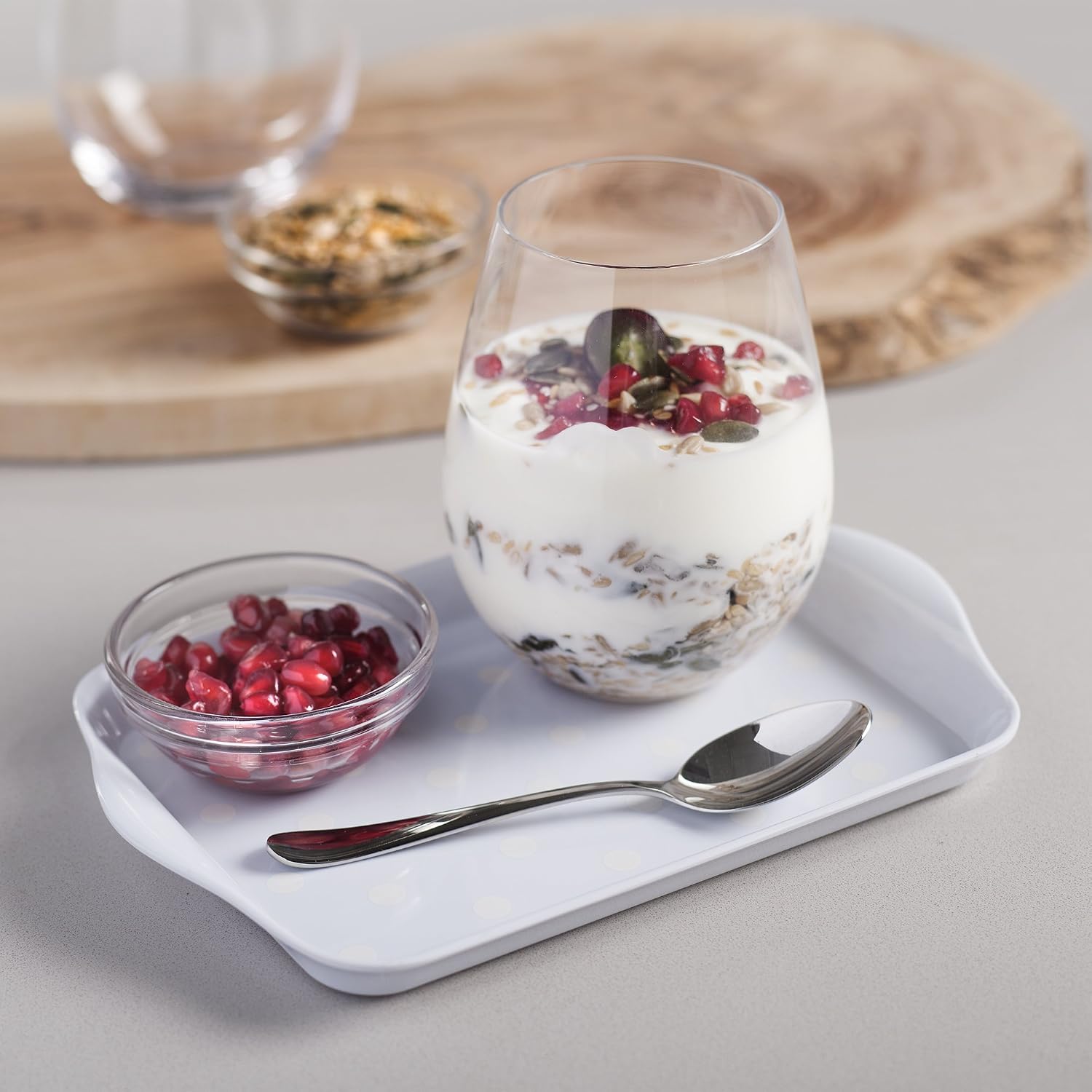 Zeal Melamine Mini Dotty Design Serving Tray (18x14cm) - French Grey, 18 x 14 x 2 cm - Image 3