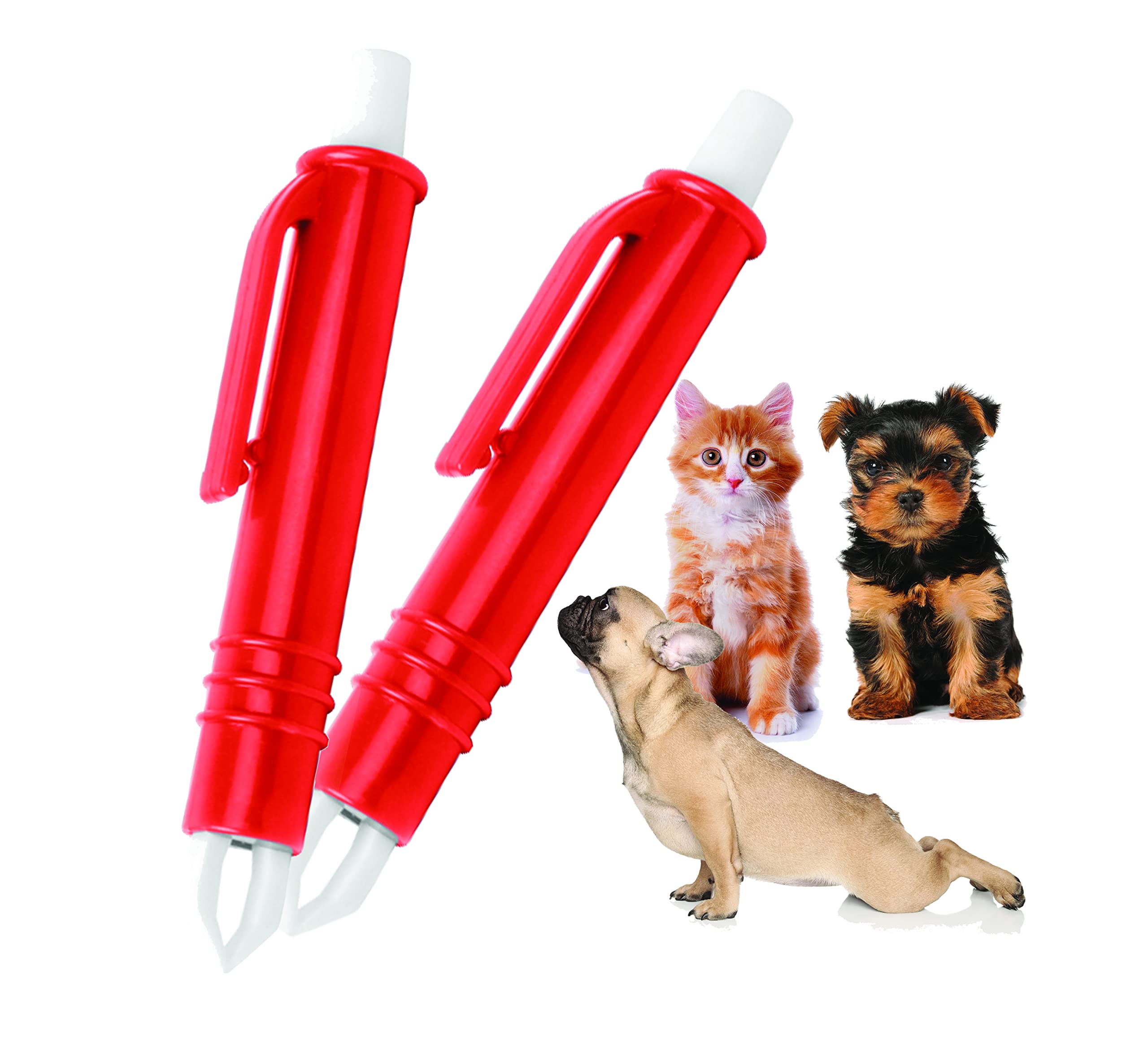 PARENCE - Set of 2 Automatic Tick Remover for Animals/Kit 2 Red Clips - Anti-Tick Clips for Cat, Dog, Other Animal, Human