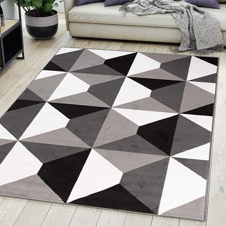 Tappeto Moderno Salotto Grigio 180 X 250 Cm A Pelo Corto