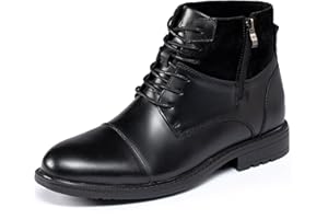 Holy dove Mens Oxford Leather Dress Boots Cap Toe Side Zip Fashion Mid Top Chukka Ankle Boots for Men