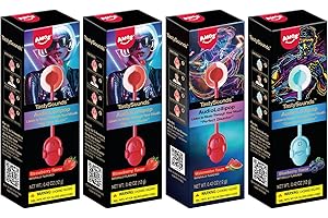 Amos TastySounds Audio Music Lollipop Candy – Singing Music Lollipop Suckers, Sugar-Free, 4-Pack Variety (2x Strawberry, Blueberry, Watermelon), Individually Wrapped