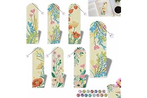 6 Pcs 5D Diamond Art Painting Bookmarks Acrylic Diamond Art Flowers Bookmark with DIY Painting Kits for Beginners Adults Book