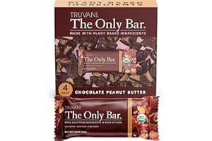 Truvani Plant Based Snack Bars | Chocolate Peanut Butter 4 Pack | 7g Protein | USDA Organic and Vegan | The Only Bar | Dairy, Soy, and Gluten Free | Individually Wrapped