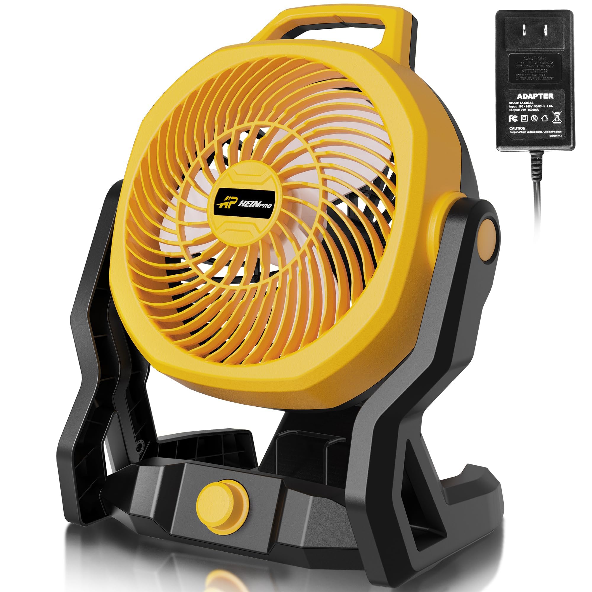 Photo 1 of HEINPRO Battery Operated Fan for Dewalt 20V Max Battery with AC Adapter, Up to 650 CFM Portable Fan, Variable Speed Battery Powered Fan Low Noise 30dB Cordless Fan, Jobsite Camping Fan (Only Tool)
