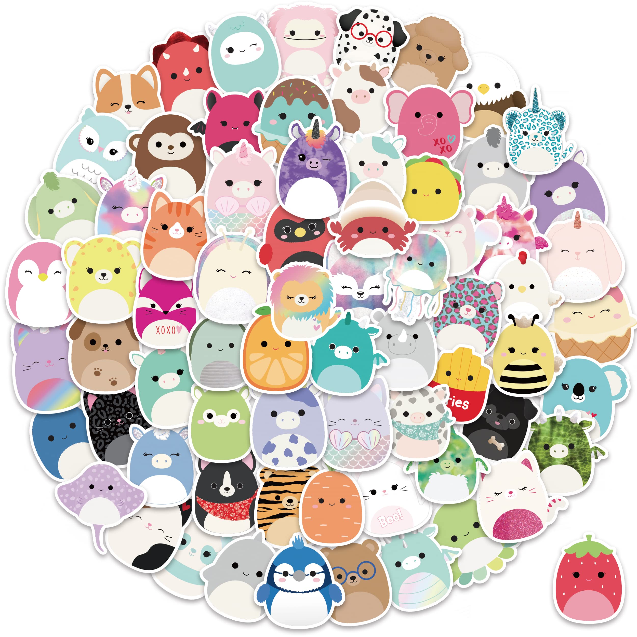 100 PCS Cute Series Animals Sticker Decals for Laptop Vinyl Kawaii Stickers Pack for Water Bottle Moto Bicycle Skateboard Luggage Phone Decor Mixed Scrapbook Stickers for Kids Teens
