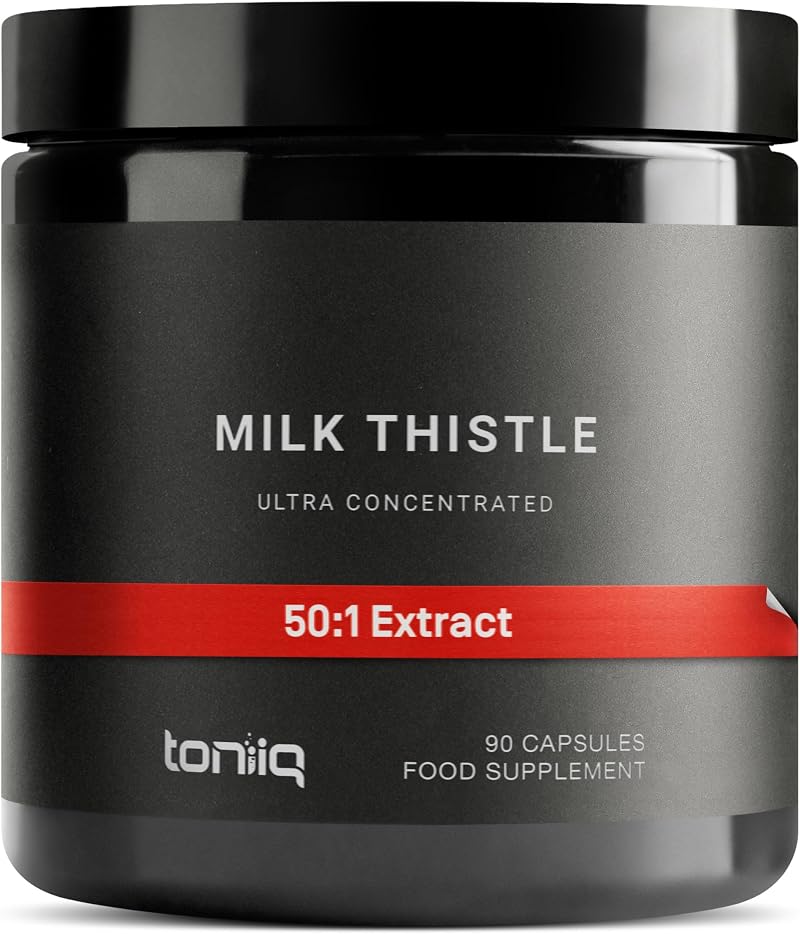 Toniiq Milk Thistle 500 mg 50:1 Extract 80% Silymarin 90 Capsules