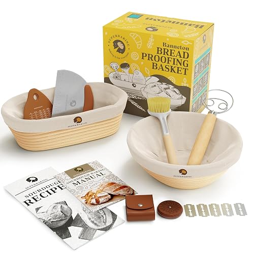 Round Bread Proofing Baskets Set – Cotton Rope Banneton With Liners & Covers, Perfect For Sourdough Baking