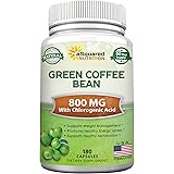 Natural Green Coffee Bean Formula - 180 Capsules - Max Strength GCA Antioxidant Cleanse for Pure Weight Loss, 800mg per Pill