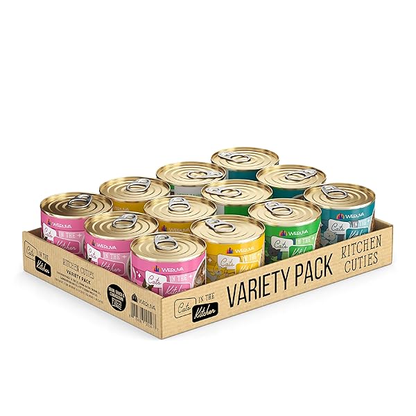 WERUVA CATS IN THE KITCHEN, KITCHEN CUTIES VARIETY PACK, WET CAT FOOD, 10OZ CANS (PACK OF 12)
