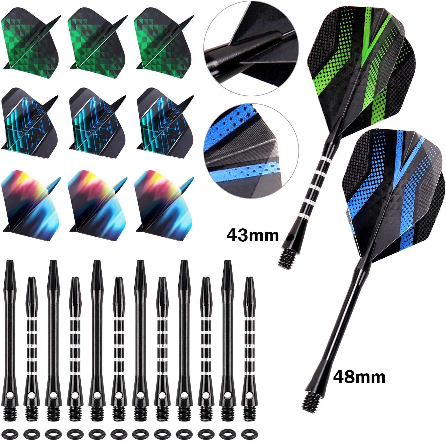Darts Steel Tip Set Professional for Dartboard 4 Sets 54 Pcs 20 22 Grams with 9 Extra Flights Tool Kit O Rings Ebook : Sports & Outdoors