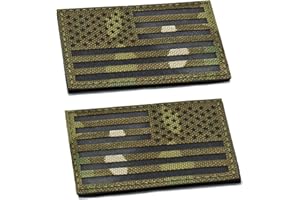 U-LIAN 2x3.15 Inch IR Infrared US USA American Flag Patch Tactical Vest Patch Hook-Fastener Backing (Forward+Reversed)
