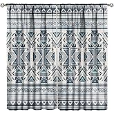 FAOTELY Native American Aztec Curtains Retro Geometric Ethnic Aztec Navajo Vintage Blackout Window Drapes for Bedroom Living Room Kitchen Cafe Decor （W21xL45 Inch） x2 Panels