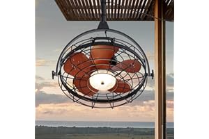 Fansconce 23" Waterproof Outdoor Ceiling Fan with Light, Outdoor Hanging Fan for Patio, 6-Speed & 3 CCT LED, Caged Ceiling Fan with Smart APP & Remote Control, Perfect for Gazebo, Pergola, Canopy