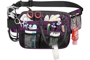 SITHON Nurse Fanny Pack with Tape Holder, Multi Compartment Medical Gear Pocket Nursing Organizer Belt Bag, Apron Hip Bag Utility Waist Pack for Stethoscopes Bandage Scissors Medical Supplies (Purple)