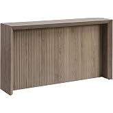 Henn&amp;Hart 56" Fluted Modern Console Table, Sofa Table, Weathered Gray | Modern ribbed console with a spacious tabletop and open base for stylish display in living rooms, entryways, or offices