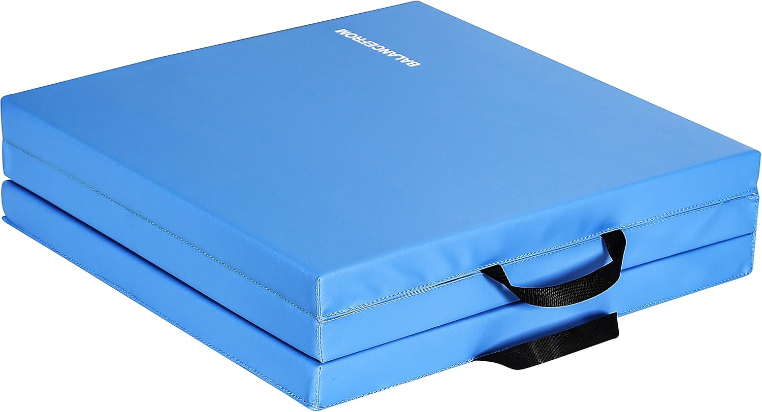 BalanceFrom 2" Thick Tri-Fold Folding Exercise Mat with Carrying Handles for MMA, Gymnastics and Home Gym Protective Flooring (Blue) : Sports & Outdoors