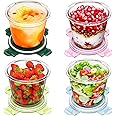 Winproper 4 Pack Glass Meal Prep Containers with Airtight Lids, Leak-proof Round Storage Containers Set, Reusable Glass Soup 