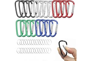 FLONSA 30 Pack 2" Carabiner, Aluminum Carabiner Clip, D Ring Keychain Clip, Small Carabiner Clip, Carabiner for Keys, Camping, Hanging, Hiking, Dog Leash, and Everyday Use