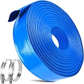2 IN x 110FT Pool Backwash Hose Heavy Duty Drain Discharge Double PVC Layflat Hose with 2 Clamps, Weatherproof Burst Resistant for Water Transfer, Sump Pump, Pool Filter, Pool Drain (33.6M, Blue)