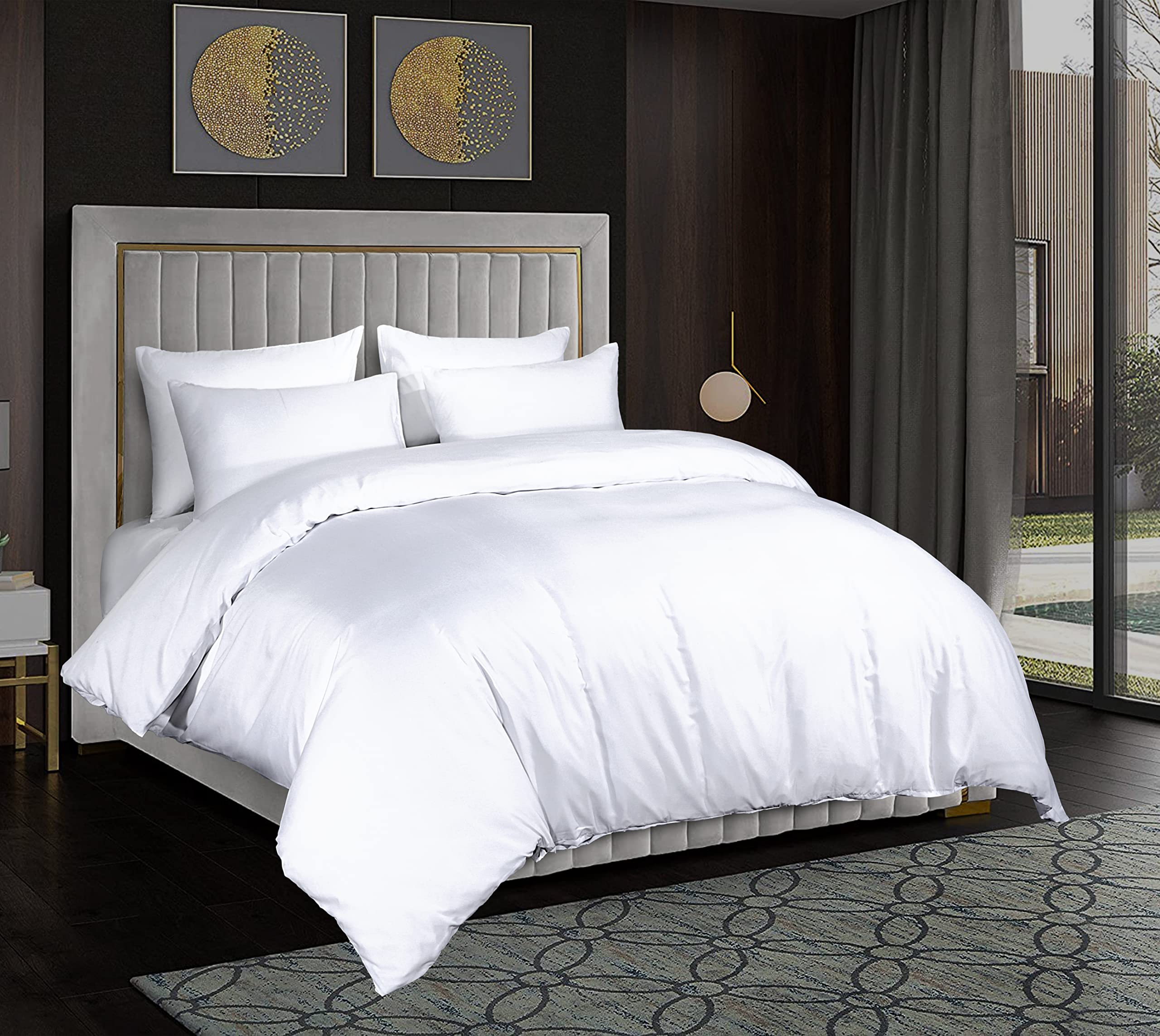 Sapphire Collection Bedding Duvet Cover Soft Brushed Microfibre Duvet Cover with Pillowcases Bedding Quilt Cover Set Wrinkle free (White, Super King) โ image 1