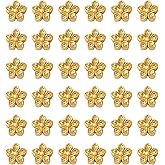 Craftdady 100Pcs 18K Gold Blossom Flower Spacer Beads 9x5mm Metal Tiny Floral Loose Charm Beads for Jewelry Making Hole: 0.5mm