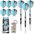 DW Piranha 90% Tungsten Steel Tip Dart | Metal Tip Dart Set with Spare Flights and Storage Case Wallet, Fun Dart Gift Set, Straight Dart Barrels, Professional Dart | 2 Barrels, 22G/23G/24G/25G/26G/27G