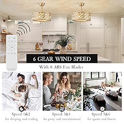 CATINER Crystal Caged Ceiling Fans with