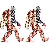 WSQ 2-Pack Sasquatch Bigfoot American Flag Vinyl Sticker Decal - 6x3.75 Inches - Patriotic Stickers And Decals for Car Truck SUV Van Window Bumper Wall Laptop Tablet Cup Tumbler and Any Smooth Surface