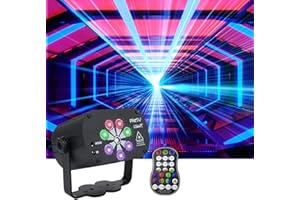 AMKI Party Light DJ Disco Light, Sound Activated 120 Patterns RGB Projector, USB Powered 8 Eyes Stage Light with Remote Contr