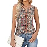 LOMON Womens Summer Tank Tops Sleeveless Shirts V Neck Casual Tee Cut Out Ring Keyhole Tanks Camisole Blouse