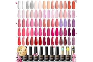 ROSALIND 38PCS Gel Nail Polish Set,35 Colors Pink Red jelly White Gel Polish Valentine Alluring Sweetie Collection Starter Set with Glossy & Matte Top Base Coat all Seasones Gift for Women
